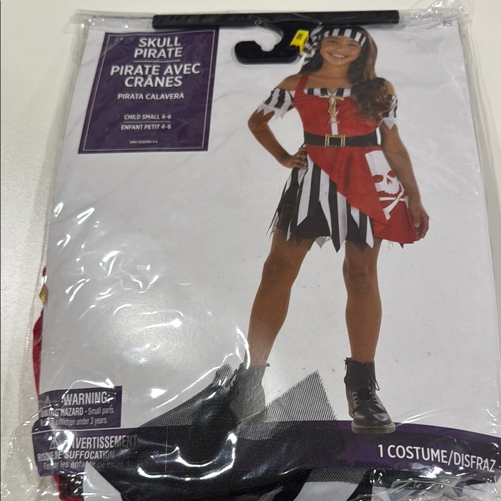 Skull Pirate Costume for Kids - Red and Black